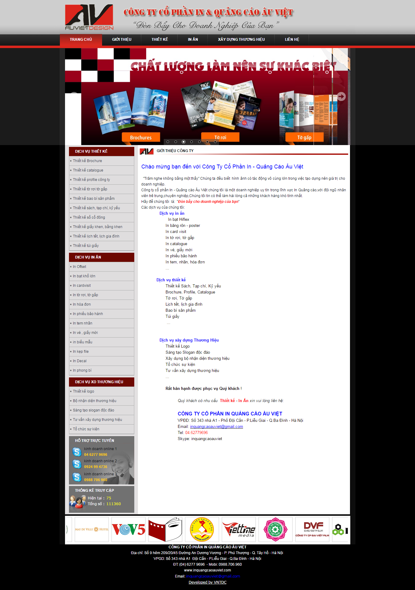 Thiết kế website công ty cổ phần&quảng cáo Âu Việt